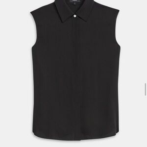 Theory Fitted Sleeveless Shirt in Stretch Silk